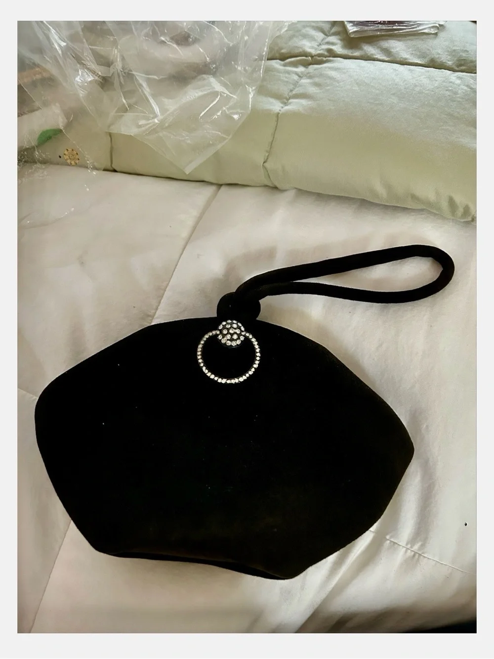 Crystal-Embellished Silver Evening Bag